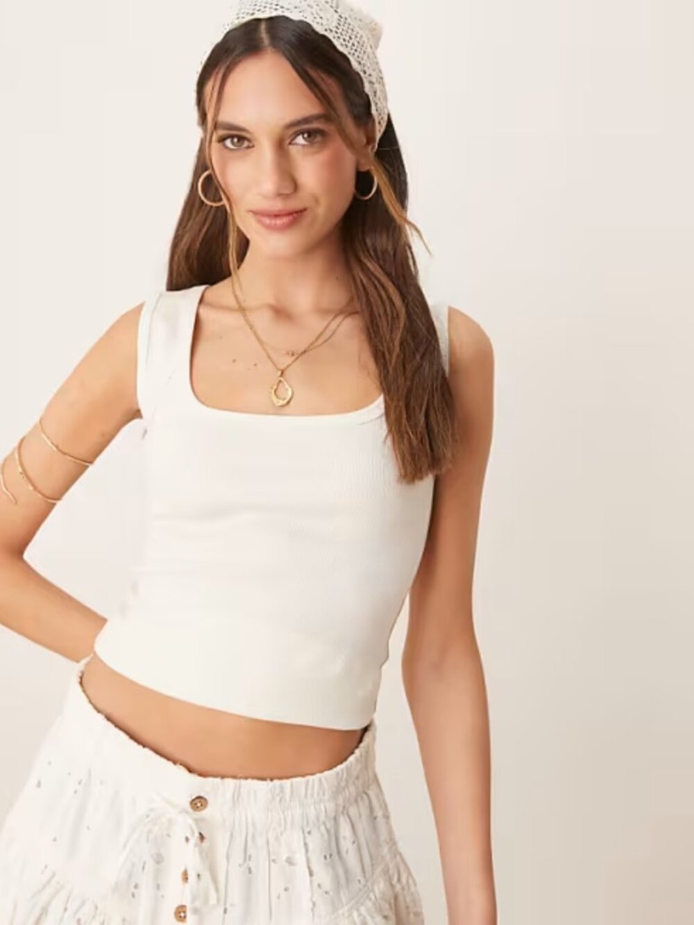 Free People We The Free Hummingbird Tank Ivory White Size Large New NWT